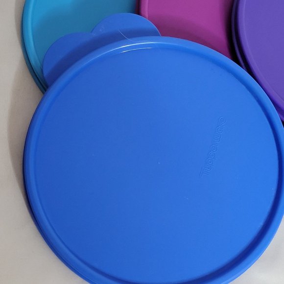 Tupperware Lid Lot 2541 With Tab Set of 5 Assorted Colors Cereal Bowl Lids - Picture 3 of 8